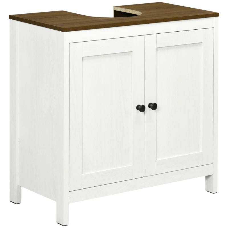 Bathroom Sink Cabinet, Pedestal Sink Cabinet with Adjustable Shelf, White