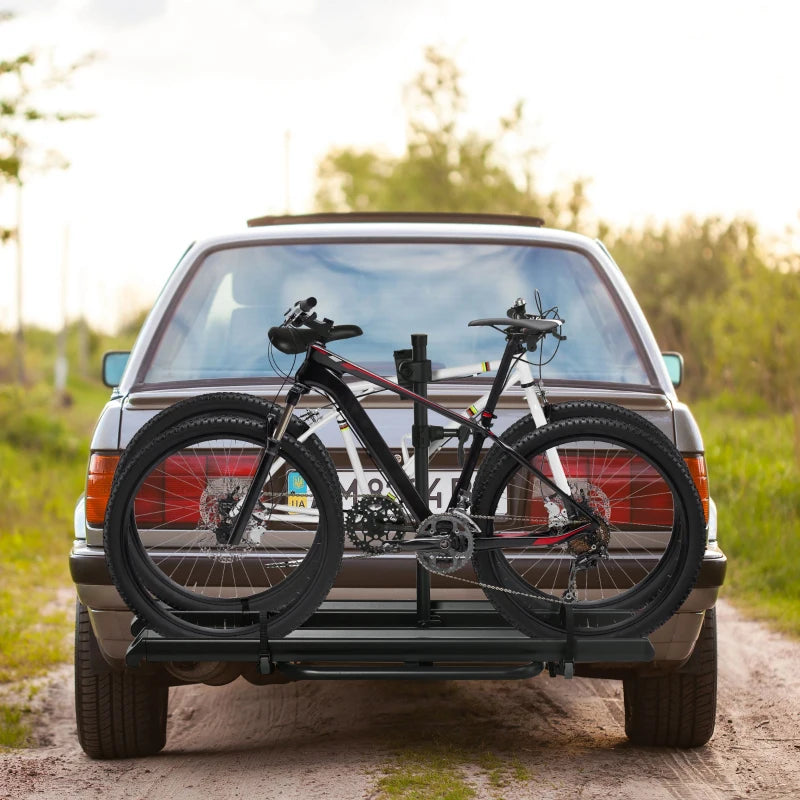 HOMCOM Heavy-Duty Folding Car Bike Rack for 2 Bikes, Bicycle