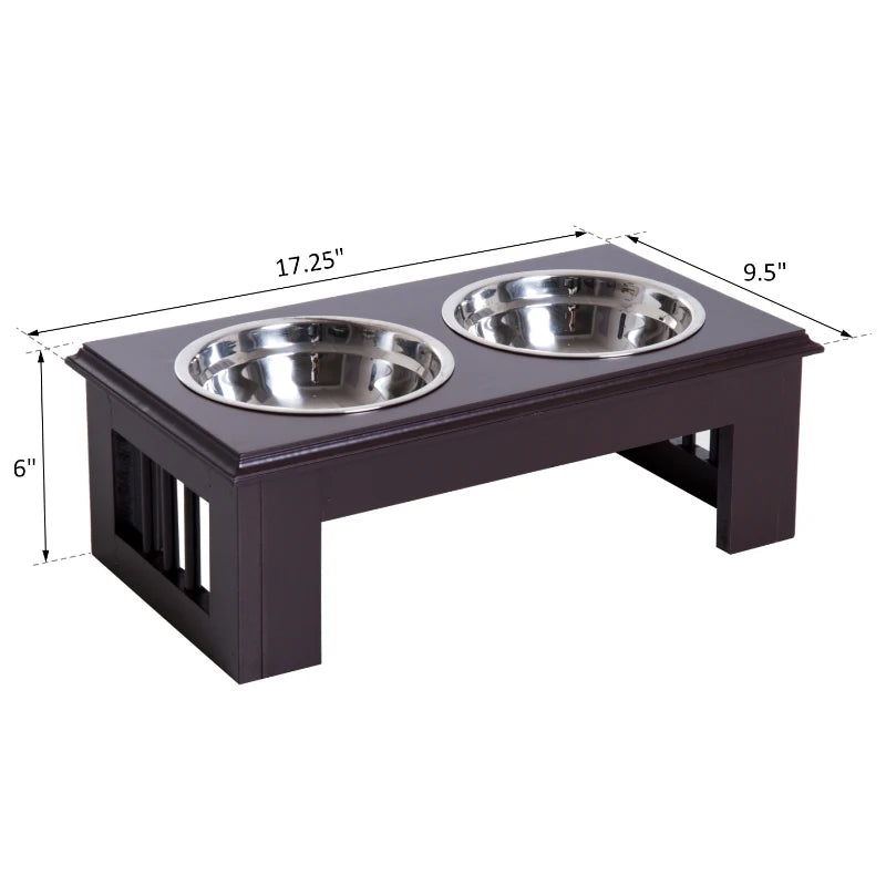 Stainless Steel Elevated Raised Dog Pet Feeder Double Bowl Food Water Stand  Tray