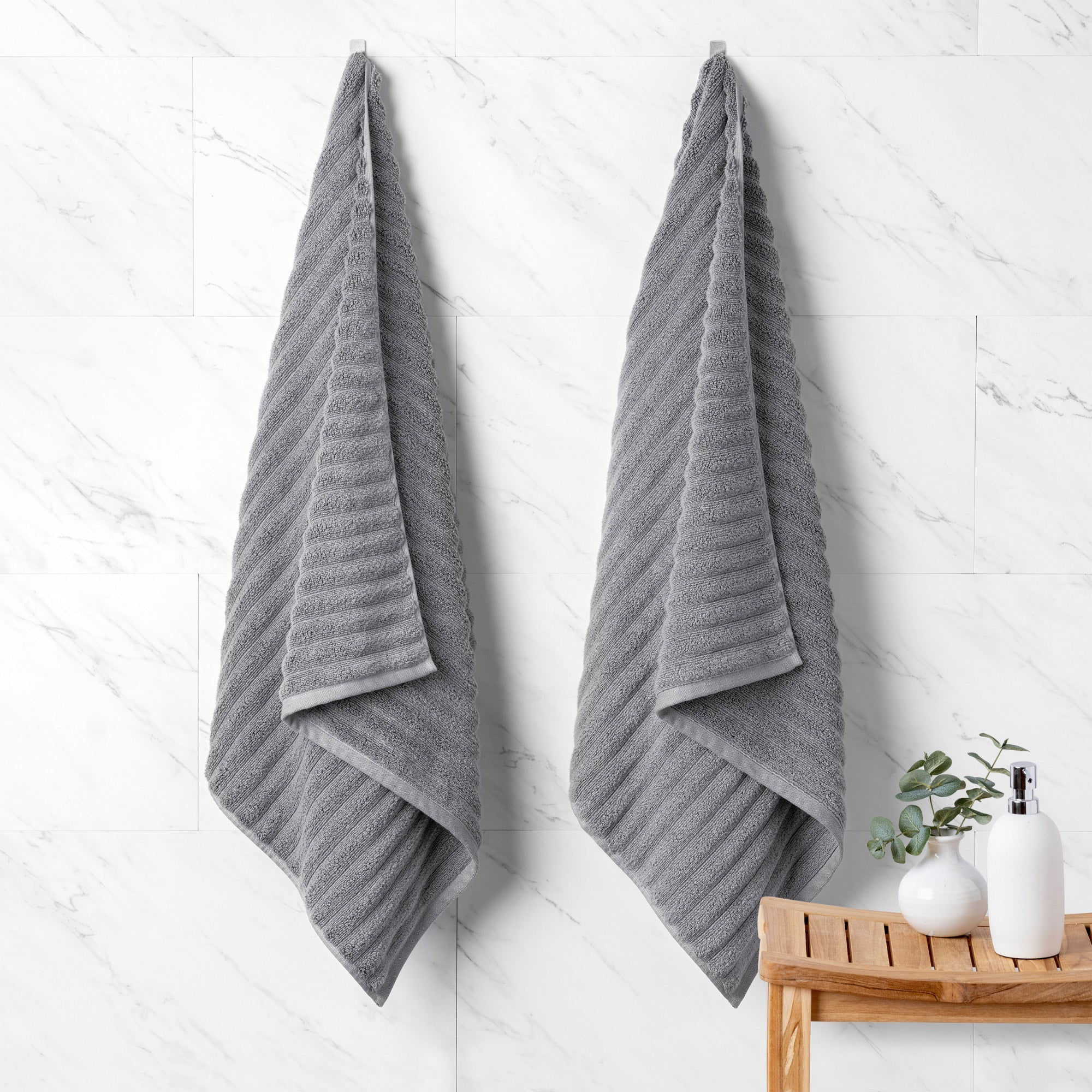 Welhome 100% Cotton Bumpy Textured Bath Towel 2-Piece Set