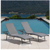 SunVilla Commercial Sling Wave Chaise Lounge with Adjustable Armrests, 2-Pack