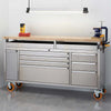 TRINITY 66" Stainless Steel Rolling Workbench with Clampable Raised Top
