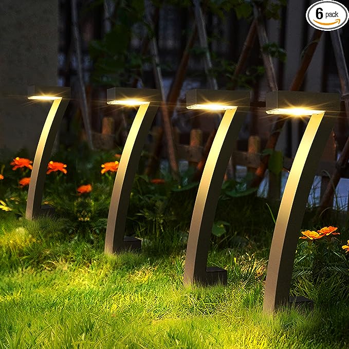 KOOPER Solar Pathway Lights Outdoor, 6 Pack Unique Solar Outdoor Landscape Path Lights with 36 Brighter LEDs, Up to 12 Hrs Outdoor Solar Garden Lights for Yard, Path, Sidewalk, Driveway, Walkway