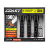Coast CF1000R 1000L LED Rechargeable Flashlight, 3-pack