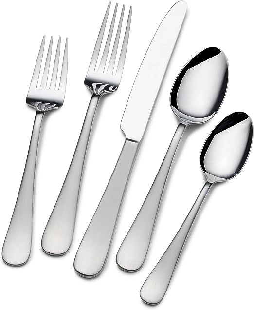 Gourmet Basics by Mikasa Satin Symmetry 20-Piece Stainless Steel Flaware Set, Service for 4
