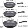 Home 8"/10"/12" 3 Pieces Frying Saute Pan Set with Non-stick Coating and Induction Compatible bottom, Black