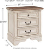 Signature Design by Ashley Realyn French Country 3 Drawer Nightstand with Electrical Outlets & USB Ports, Chipped White