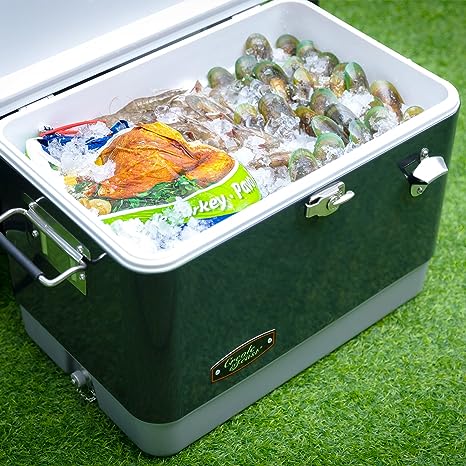 Creole Feast 54-Quart Portable Cooler, 4-Day Ice Retention Chest Box for Camping, Sports Activities, Fishing, BBQ and Beach Blast, Dark, CL5401D