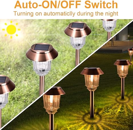 XMCOSY+ Solar Lights Outside - 4 Pack Pathway Lights Outdoor Waterproof IP65, Auto On/Off 10-40 LM Dimmable Landscape Lighting for Yard Lawn Driveway Walkway Sidewalk (Warm White)