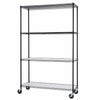 TRINITY 4-Tier Wire Shelving Rack, 48” x 18” x 72”, NSF, Includes Wheels and Liners, Black