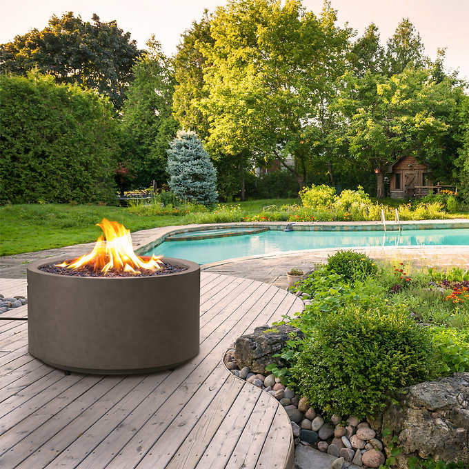 Bond 32” Steel Patina Gas Fire Pit with Tank Hideaway
