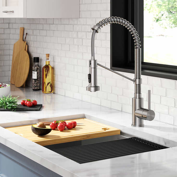 KRAUS Undermount Workstation Sink with Pull-Down Kitchen Faucet