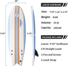 Lancer 5'10'' Soft Top Foam Surfboard Fish Surf board for Kids & Adults Includes Twin Fins Double Swivel Leash EPS Core IXPE Deck HDPE Slick Bottom Non-Slip Deck Grip - Perfect for Surfing