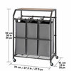 Trinity 3-bag Laundry Cart with Flip-up Top
