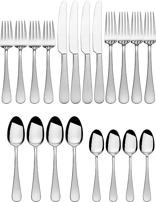 Gourmet Basics by Mikasa Satin Symmetry 20-Piece Stainless Steel Flaware Set, Service for 4
