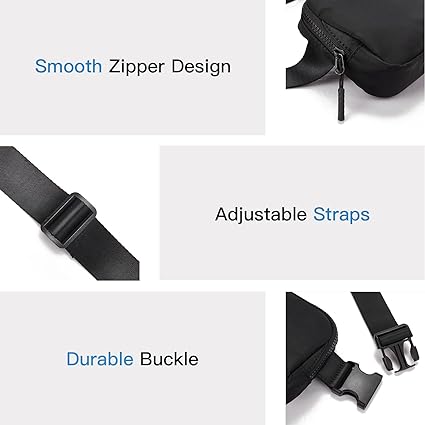 Telena Belt Bag for Women Men Fashionable Crossbody Fanny Pack for Women Waist Bag with Adjustable Strap Black