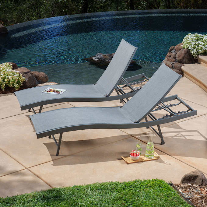 SunVilla Commercial Sling Wave Chaise Lounge, 2-pack