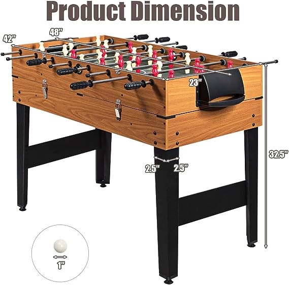 Giantex Multi Game Table, 3-in-1 48" Combo Game Table w/Soccer, Billiard, Slide Hockey, Wood Foosball Table, Perfect for Game Rooms, Arcades, Bars, Parties, Family Night