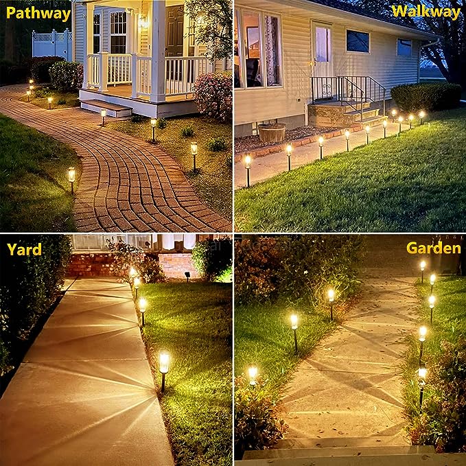 Gorrzai Solar Pathway Lights, Waterproof Solar Outdoor Lights with LED Tungsten Filament Bulb, Solar Lights for Outside Auto On/Off Solar Powered Garden Lights for Yard Landscape Driveway Lawn(4 Pack)