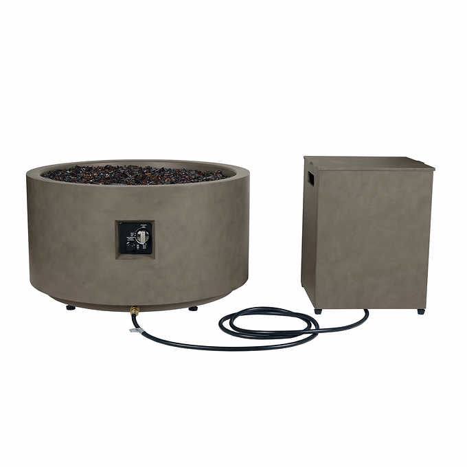 Bond 32” Steel Patina Gas Fire Pit with Tank Hideaway