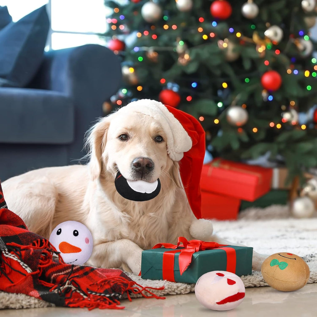 Pedgot 8 Pieces Christmas Plush Dog Squeaky Toy Stuffed Chew Toys Durable Puppy Interactive Toy Included Penguin, Elk, Elf, Goblin, Santa Claus, Snowman for Puppy Small Medium Large Dogs