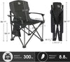 TIMBER RIDGE Folding Camping Chair with Padded Hard Armrest and Cup Holder-for Outdoor, Camp, Fishing, Hiking, Lawn, Including Carry Bag, Aluminum, Black