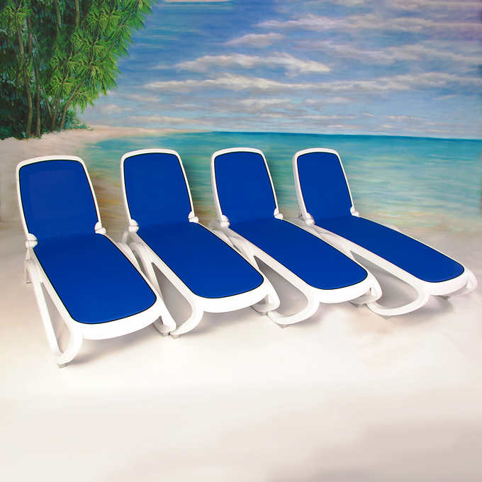 Nardi Omega Commercial Chaise Lounge Chair, 4-pack