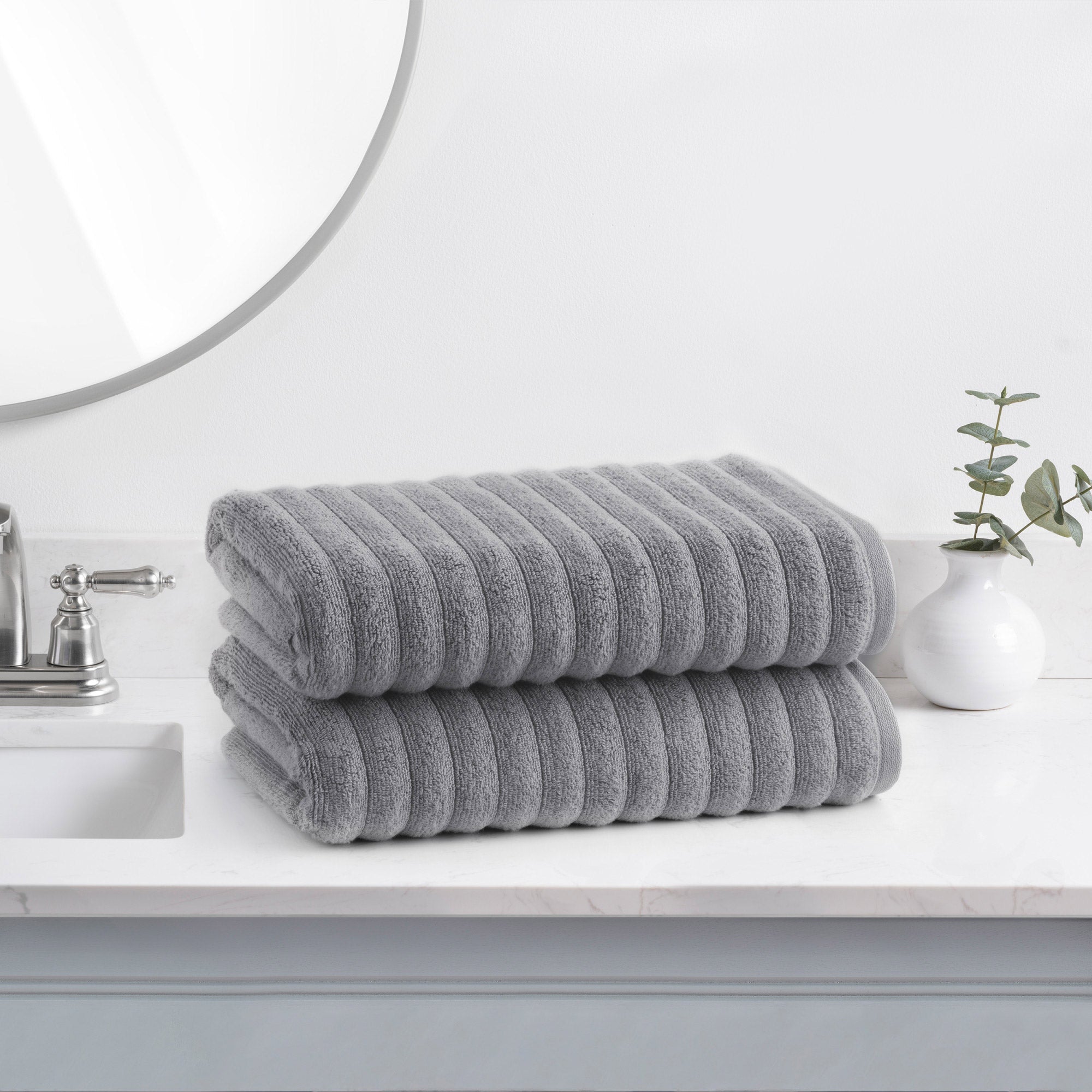 Welhome 100% Cotton Bumpy Textured Bath Towel 2-Piece Set