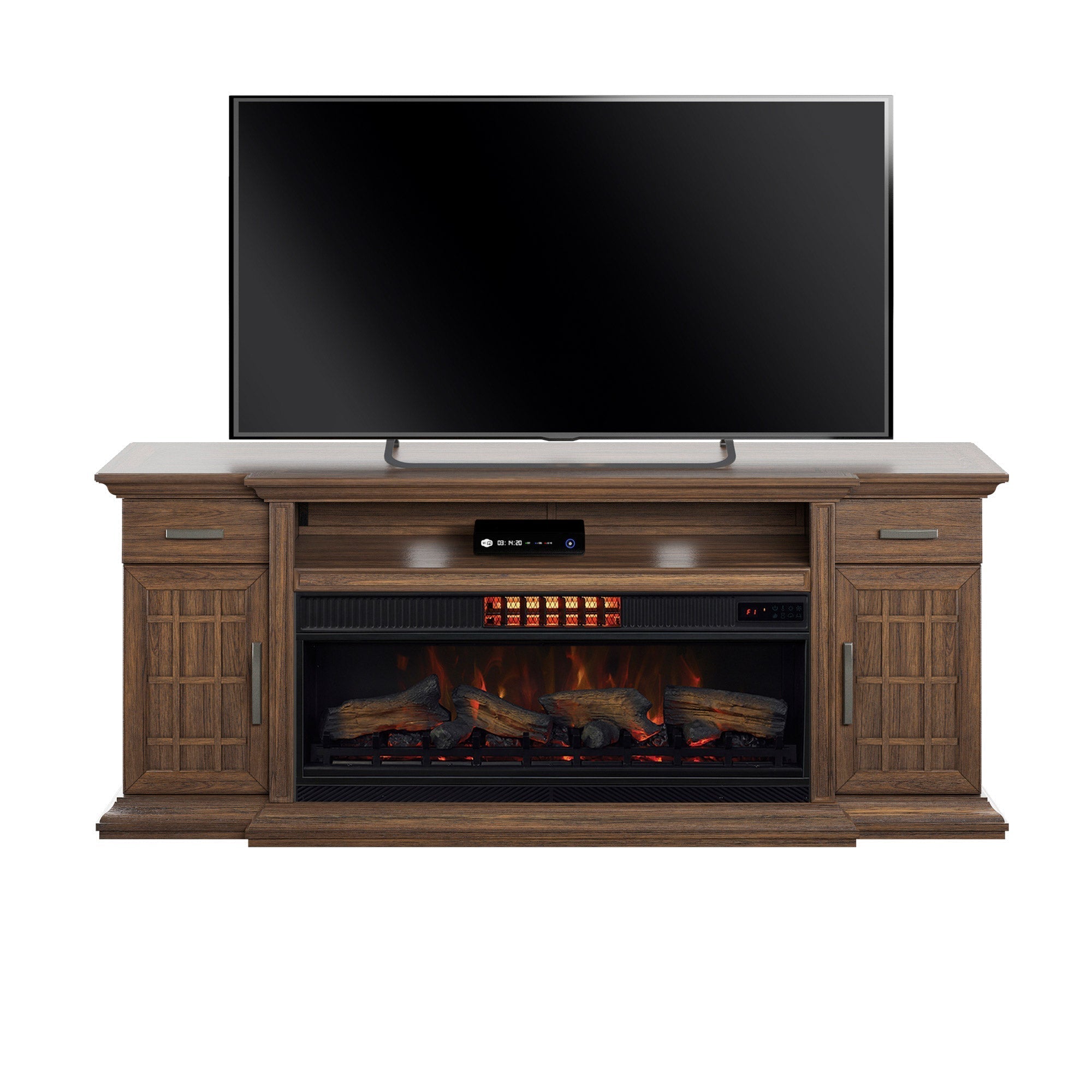 Everett TV Console with Classicflame Coolglow 2-In-1 Electric Fireplace and Fan