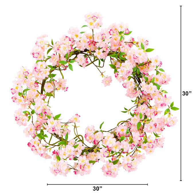 Faux 30” Cherry Blossom Wreath