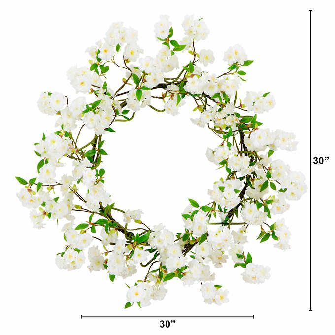 Faux 30” Cherry Blossom Wreath