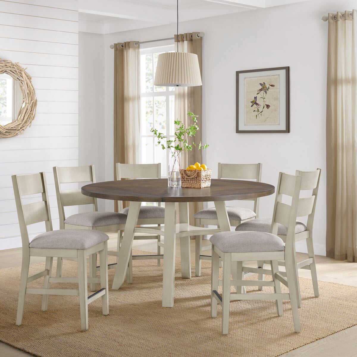 Easton 7-Piece Square to round Counter Height Dining Set