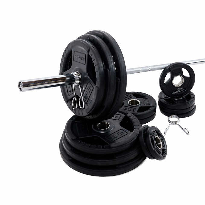 Centr 300 lb. Rubber Olympic Weight Set with 1 Year Centr App Subscription Included