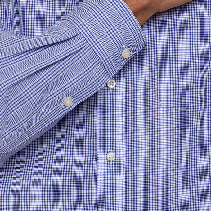 Kirkland Signature Men’s Traditional Fit Dress Shirt, Blue White Plaid