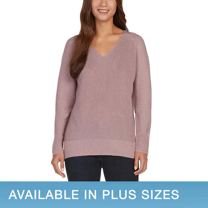 Ladies' Ribbed V-Neck Sweater
