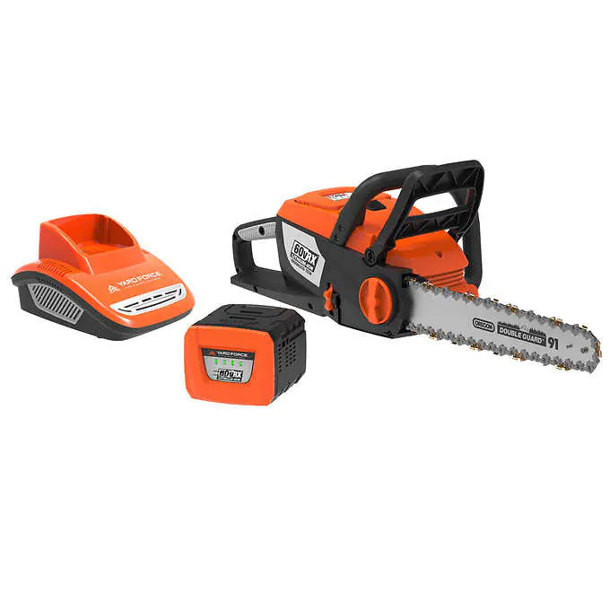 Yardforce 16 in. 60v Electric Chainsaw with 2.5Ah Battery and Fast Charger