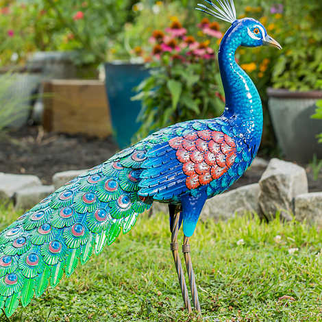 39" Metal Peacock