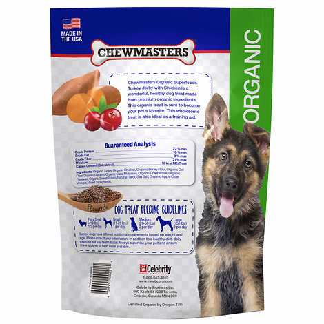 Chewmasters Organic Superfoods Turkey Jerky Dog Treats, 32 oz, 2-count