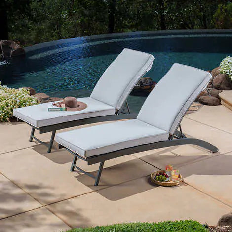 SunVilla Barlow Sling Chaise Lounge with Cushion, 2-pack