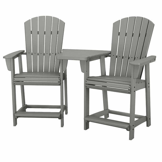 Polywood Portside 3-piece Shellback Counter Chair Set with Connecting Table