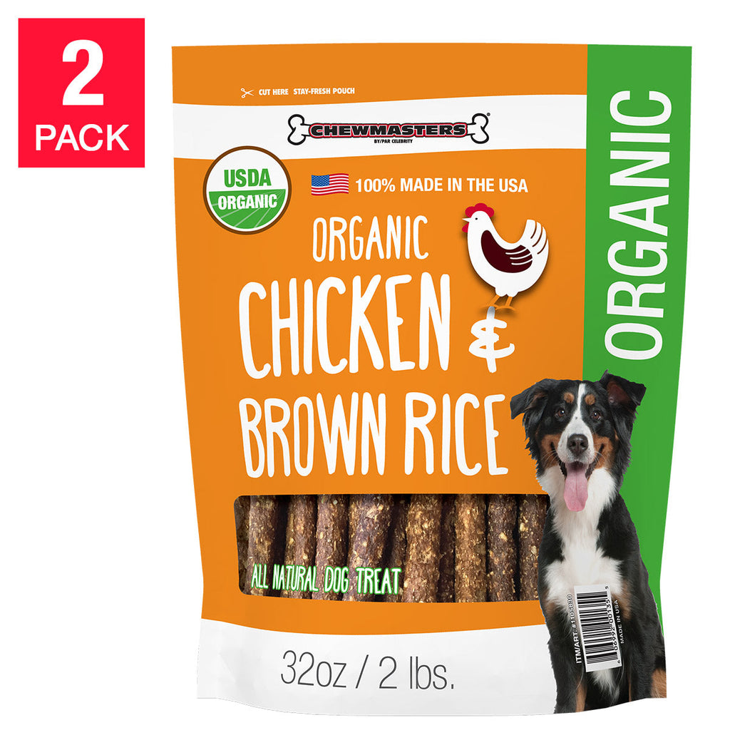 Chewmasters Organic Chicken & Brown Rice Dog Treats, 32 oz, 2-count Image