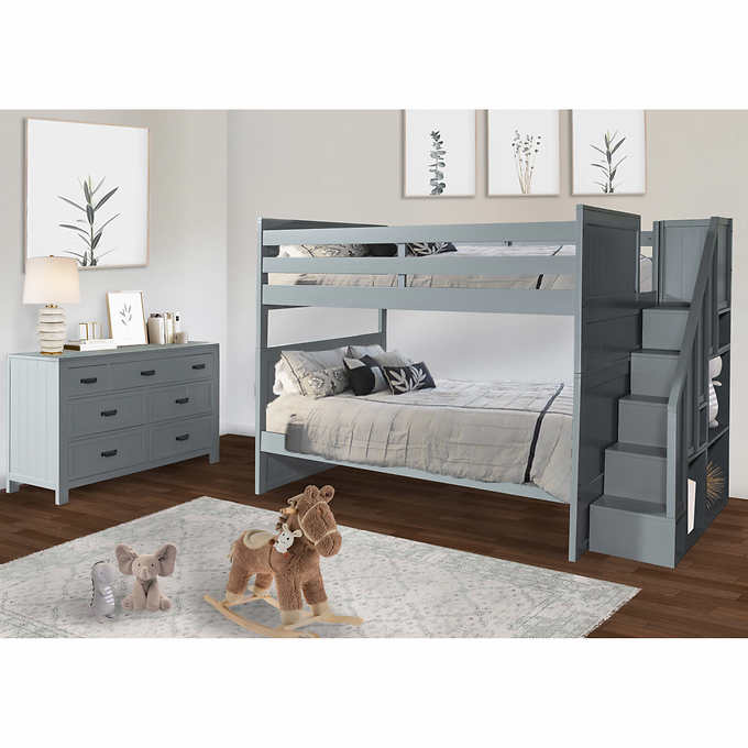 Caramia Kids Alex Full Over Full Loft Bunk Bed with 7-drawer Dresser