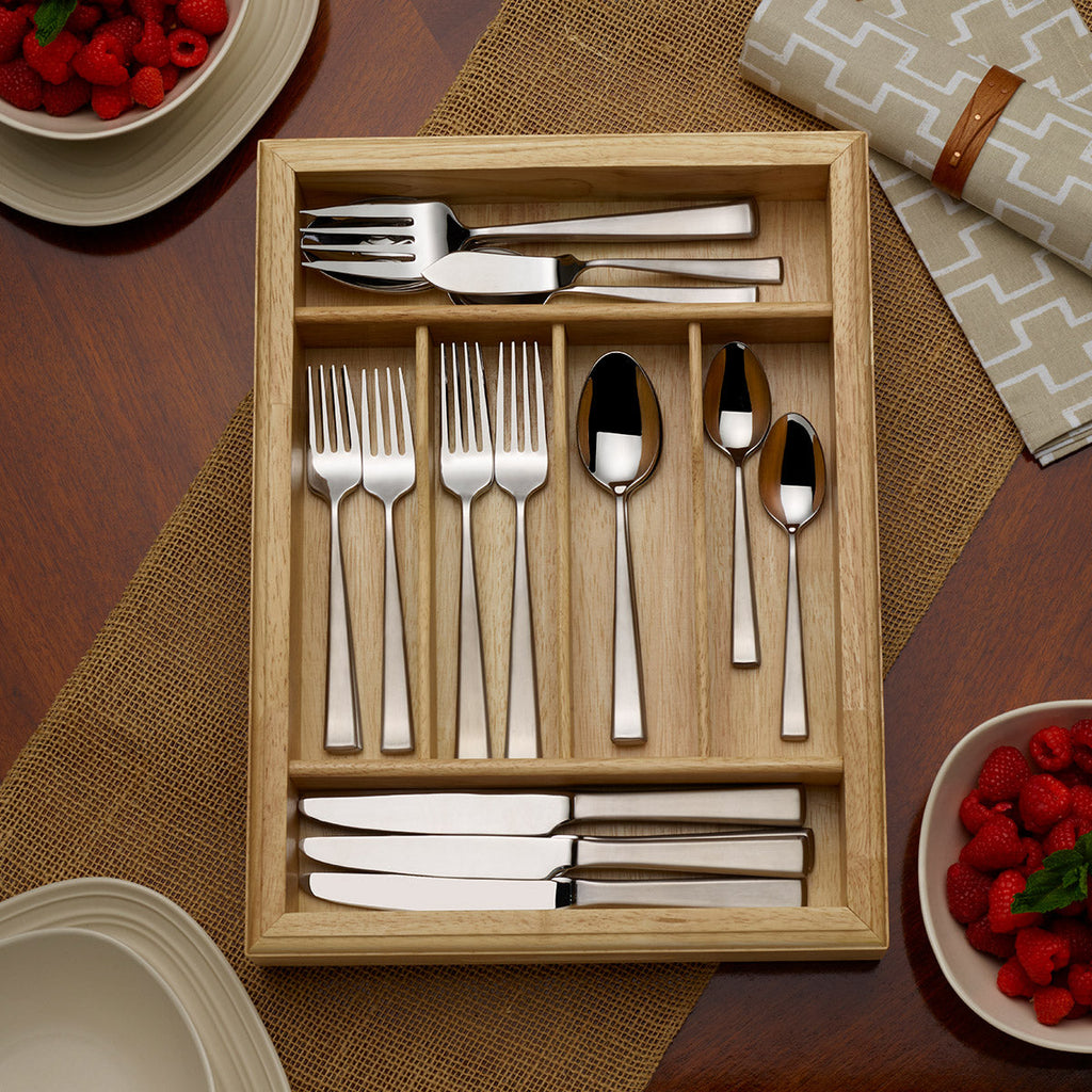 Mikasa Essex Satin 65-Piece Stainless Steel Flatware Set with Wood Caddy Image