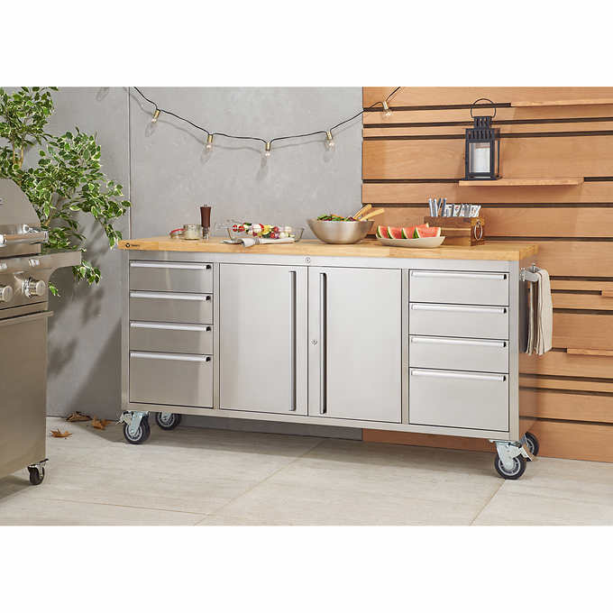 TRINITY 72" Stainless Steel Rolling Workbench