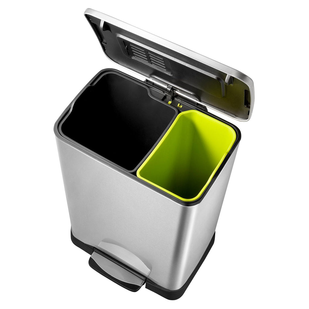 Neocube 50 Liter Dual Compartment 28 Liter and 18 Liter Stainless Steel Recycle and Trash Bin