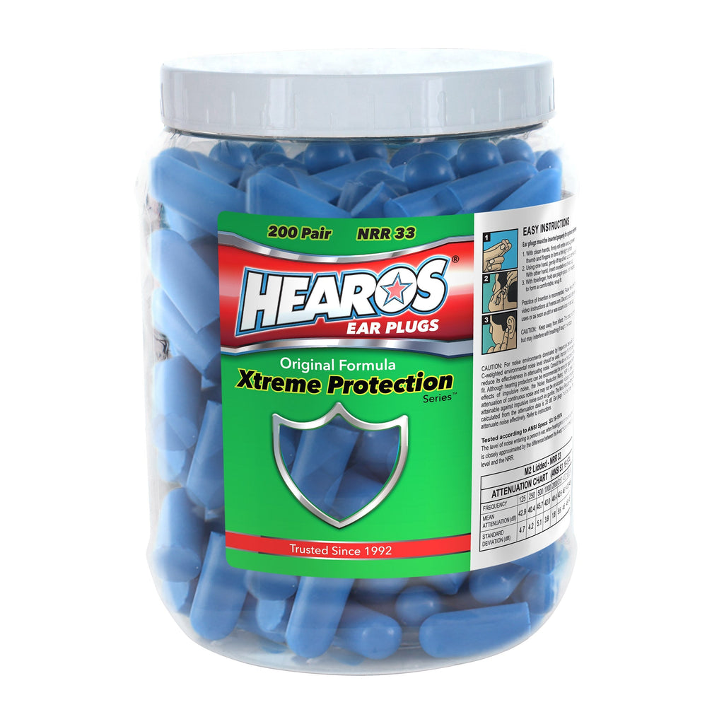HEAROS Xtreme Protection Ear Plugs, 200 Pairs