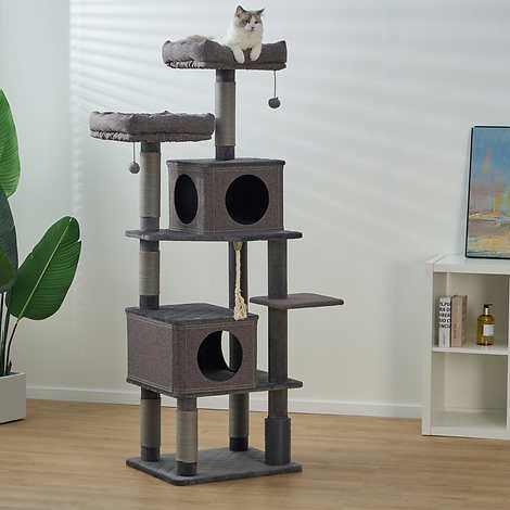 Catry Stella 7 Level Quilted Velvet Large Cat Tree With Condo