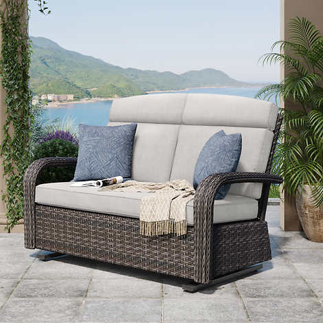 Grand Leisure Nogales Cushioned Glider Loveseat