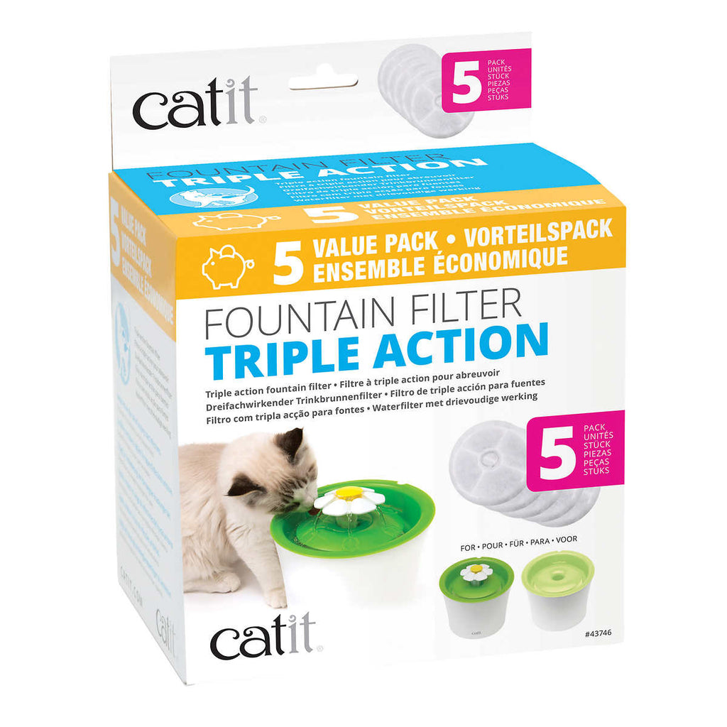 Catit Flower Fountain & Placemat Kit with 5 Replacement Filters