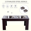 PawHut 17" Elevated Raised Dog Feeder Stainless Steel Double Bowl Food Water Pet Dish